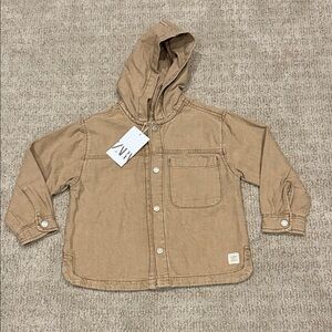 Zara Tan Hooded Shirt Jacket